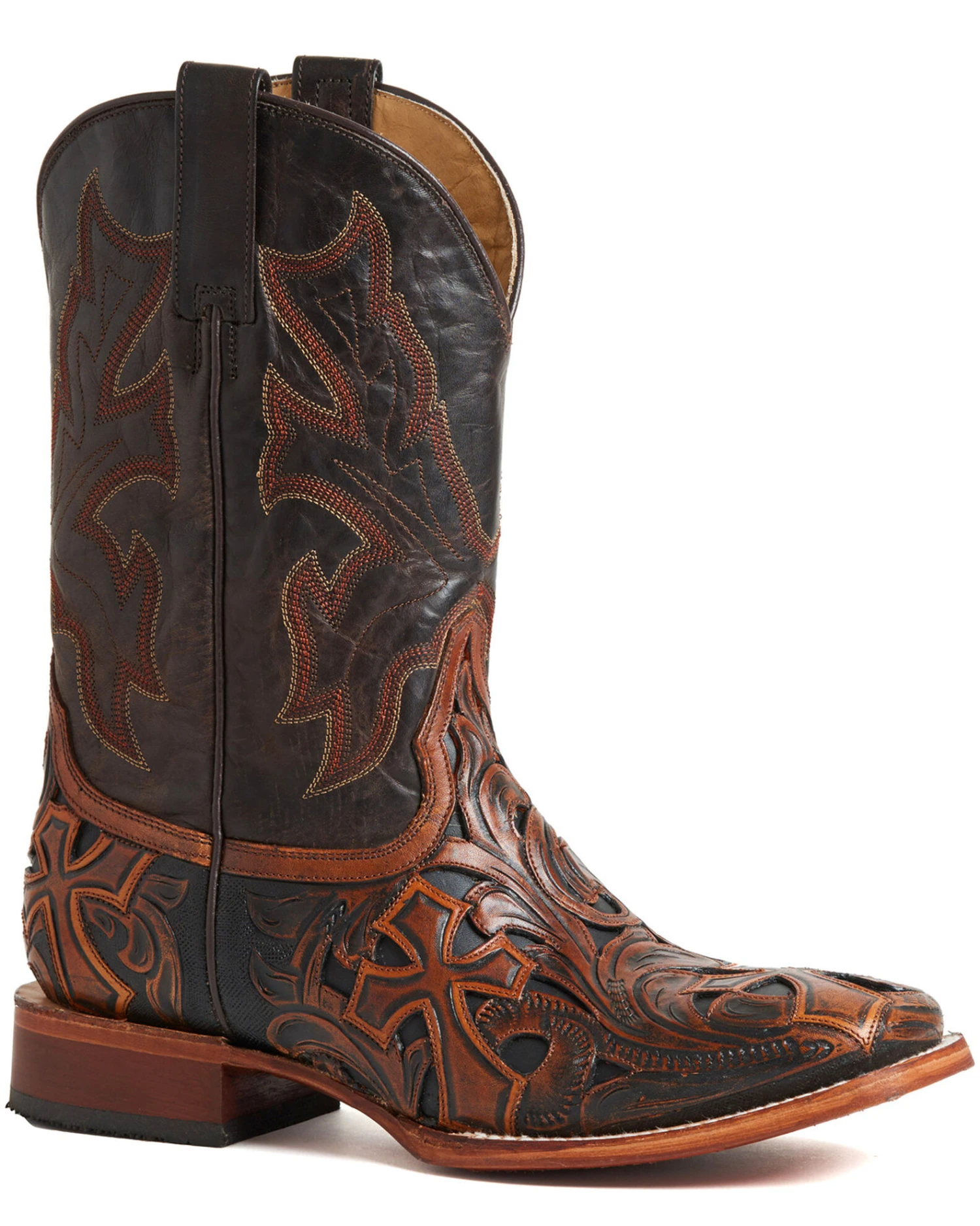 Stetson Men's Handtooled Cross Boots - Square Toe 4 Stetson Men's Handtooled Cross Boots - Square Toe - Image 2