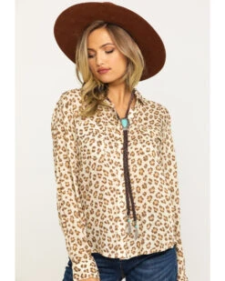 Stetson Women's Brown Leopard Print Button Down Top 12 Stetson Women's Brown Leopard Print Button Down Top -Stetson 2000286934 200 P1