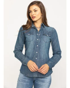 Stetson Women's Floral Embroidered Denim Long Sleeve Pearl Snap Western Shirt -Stetson 2000290554 400 P2