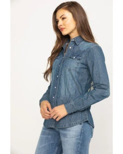 Stetson Women's Floral Embroidered Denim Long Sleeve Pearl Snap Western Shirt -Stetson 2000290554 400 P3