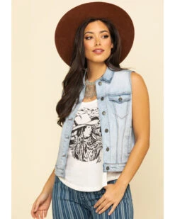 Stetson Women's Light Denim Horseshoe Vest -Stetson 2000295407 400 P1