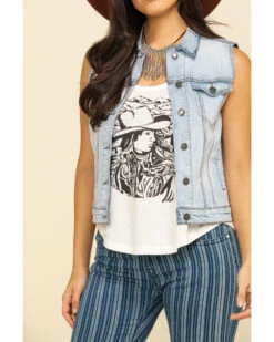 Stetson Women's Light Denim Horseshoe Vest -Stetson 2000295407 400 P4