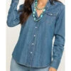 Stetson Women's Denim Desert Embroidered Long Sleeve Snap Western Shirt -Stetson 2000295427 400 P4