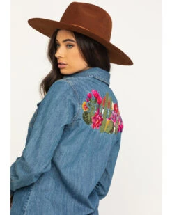 Stetson Women's Denim Desert Embroidered Long Sleeve Snap Western Shirt 12 Stetson Women's Denim Desert Embroidered Long Sleeve Snap Western Shirt -Stetson 2000295427 400 P5