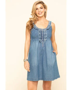 Stetson 39 Stetson Women's Denim Ruffle Tank Dress