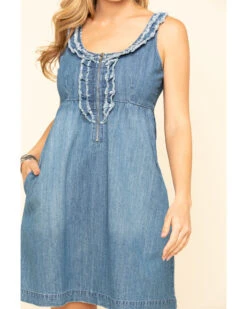 Stetson Women's Denim Ruffle Tank Dress -Stetson 2000295428 400 P4
