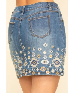 Stetson Women's Denim Southwestern Embroidered Mini Skirt