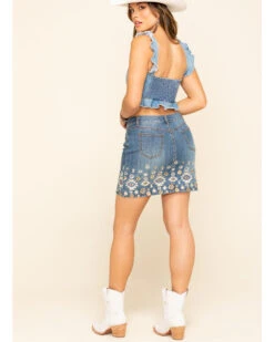 Stetson Women's Denim Southwestern Embroidered Mini Skirt -Stetson 2000295457 400 P5