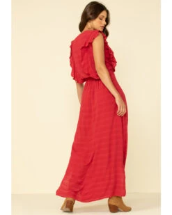 Stetson Women's Red Textured Ruffle Maxi Dress -Stetson 2000313392 600 P2