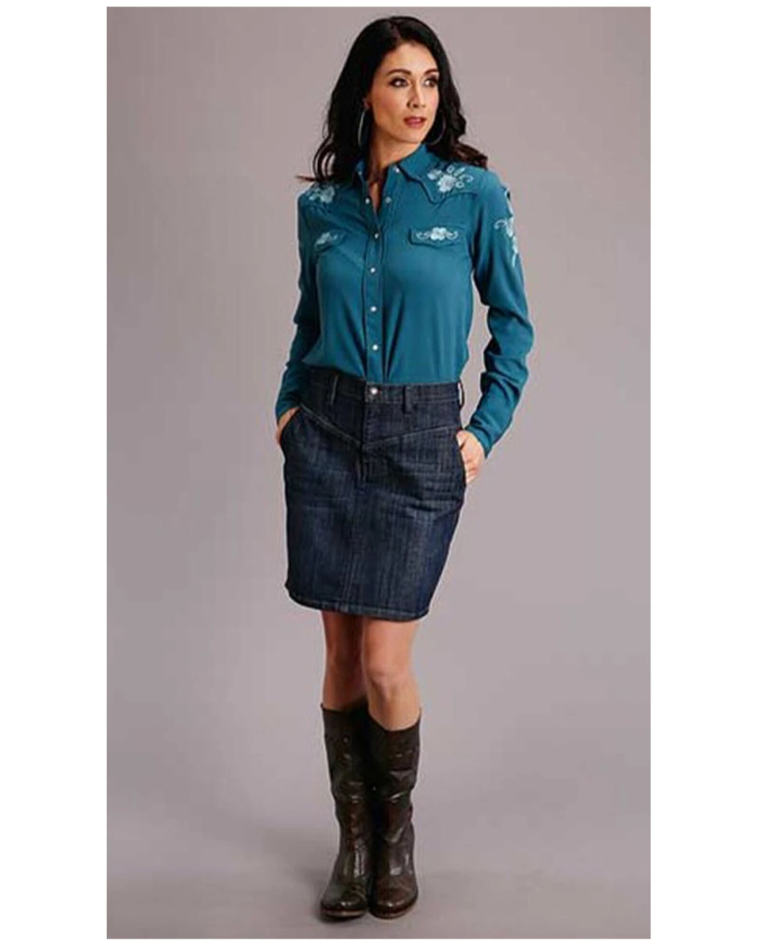 Stetson Women's Dark Denim Skirt 3 Stetson Women's Dark Denim Skirt