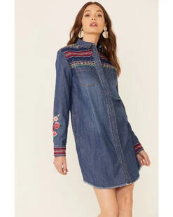 Stetson Women's Denim Southwestern Stripe Dress -Stetson 2000332680 400 P1