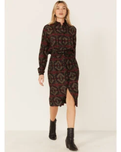 Stetson Women's Brown Southwestern Print Belted Dres -Stetson 2000346361 200 P1