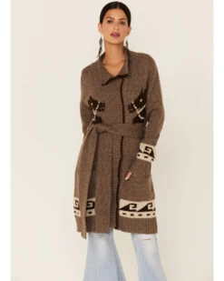 Stetson Women's Horse Motif Belted Knit Wool Blend Cardigan -Stetson 2000352257 200 P1