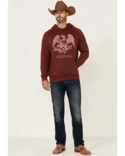 Stetson Men's Red Mineral Wash Distressed Eagle Graphic Hooded Sweatshirt -Stetson 2000354136 400 P2