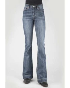 Stetson Women's 921 Medium Wash High Rise Plain Pocket Flare Jean -Stetson 2000360065 400 P1