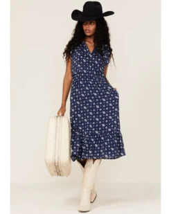 Stetson Women's Ditsy Floral Paisley Print Ruffle Flounce Midi Dress -Stetson 2000366898 400 P1