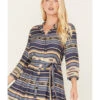Stetson Women's Serape Stripe Print Long Sleeve Midi Dress -Stetson 2000378246 400 P3