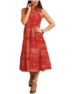 Stetson 43 Stetson Women's Bandana Print Sleeveless Midi Dress