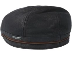 Duck Cap Cowhide Black Flat Cap - Stetson -Stetson 4043898396462 2