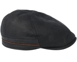 Duck Cap Cowhide Black Flat Cap - Stetson -Stetson 4043898396462 3