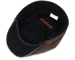 Duck Cap Cowhide Dark Brown Flat Cap - Stetson -Stetson 4043898396547 6