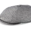 6-Panel Linen Fischgrat Grey Flat Cap - Stetson