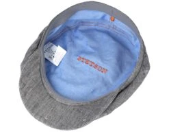 6-Panel Linen Fischgrat Grey Flat Cap - Stetson -Stetson 4043898456531 4