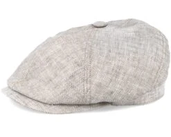 6-Panel Linen Fischgrat Beige Flat Cap - Stetson