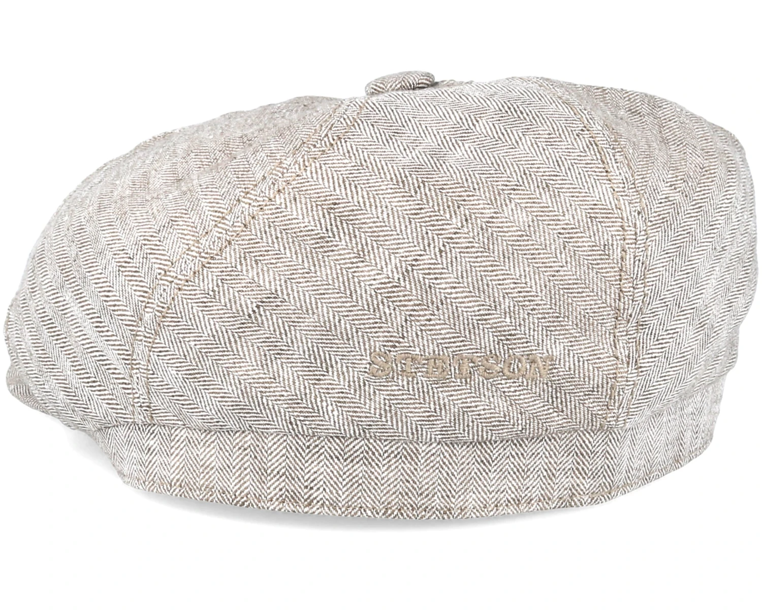 6-Panel Linen Fischgrat Beige Flat Cap - Stetson 4 6-Panel Linen Fischgrat Beige Flat Cap - Stetson - Image 2
