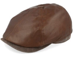6-panel Cap Goat/Pigskin Brown Flat Cap - Stetson