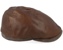 6-panel Cap Goat/Pigskin Brown Flat Cap - Stetson -Stetson 4043898581318 3