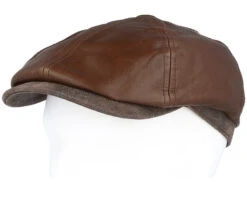 6-panel Cap Goat/Pigskin Brown Flat Cap - Stetson -Stetson 4043898581318 5