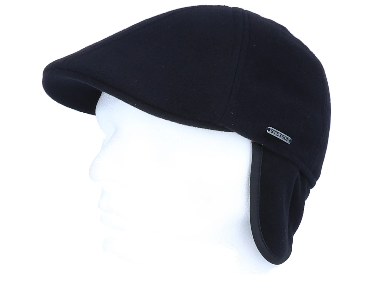 Texas Wool/Cashmere Ear Flap Black Flat Cap - Stetson 8 Texas Wool/Cashmere Ear Flap Black Flat Cap - Stetson - Image 6