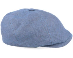 6-Panel Cap Fischgrat Navy Linen Flat Cap - Stetson -Stetson 4043898944564 3
