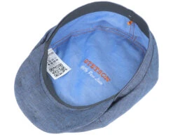6-Panel Cap Fischgrat Navy Linen Flat Cap - Stetson -Stetson 4043898944564 4