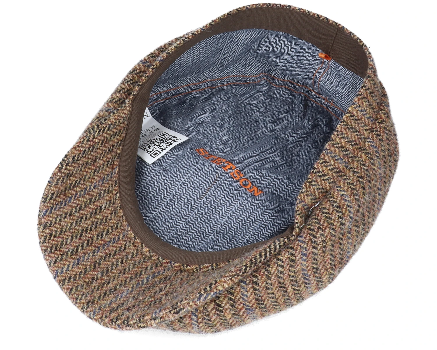 Hatteras Virgin Wool Herringbone Brown Flat Cap - Stetson 6 Hatteras Virgin Wool Herringbone Brown Flat Cap - Stetson - Image 4