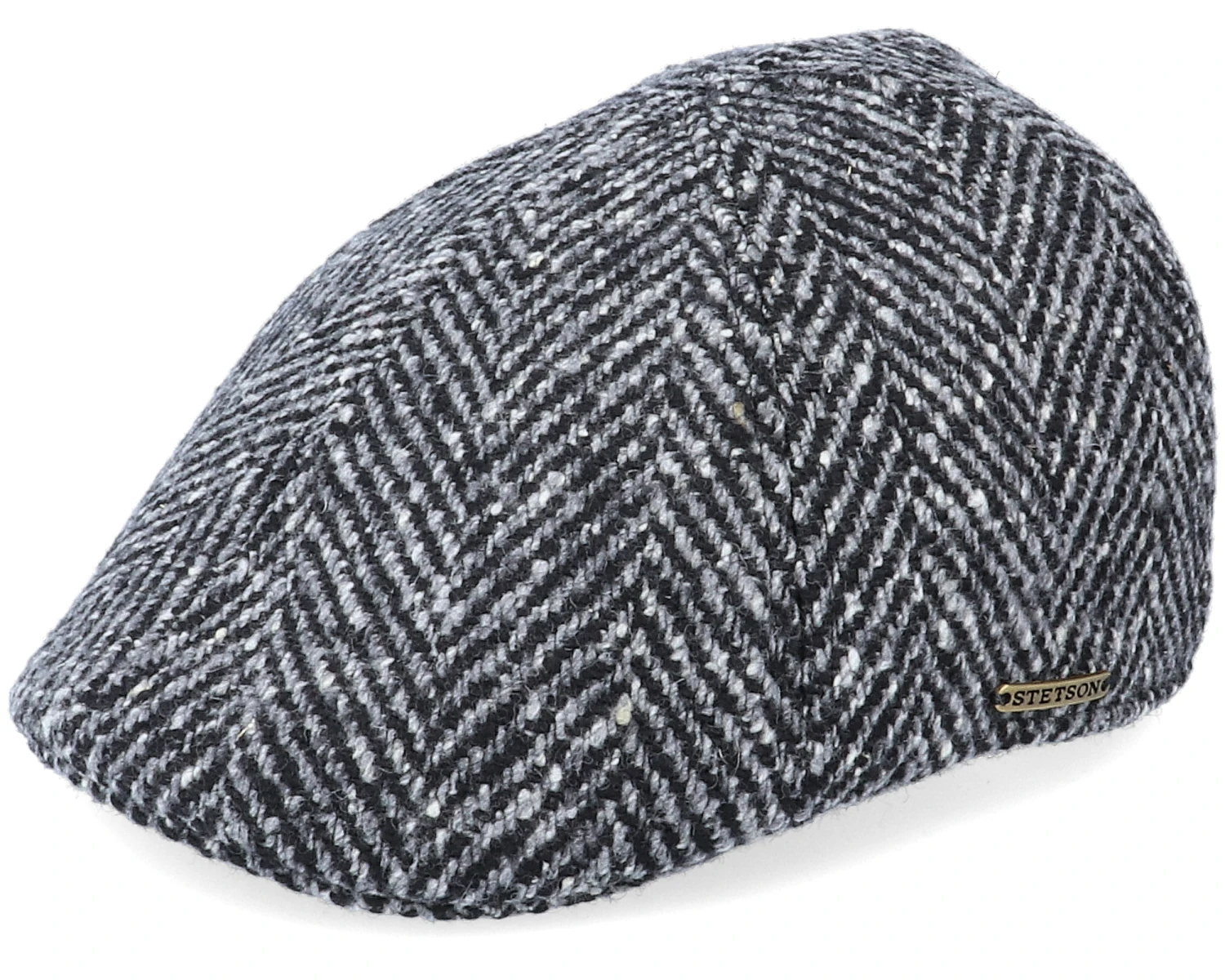 Texas Duck Shape Texas Herringbone Black/Grey Flat Cap - Stetson 3 Texas Duck Shape Texas Herringbone Black/Grey Flat Cap - Stetson