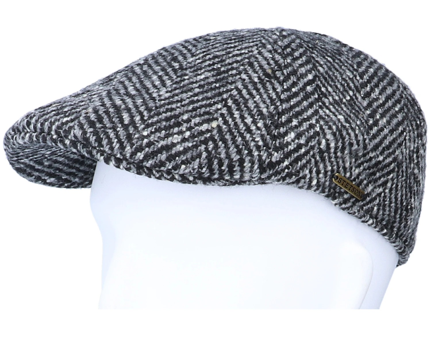 Texas Duck Shape Texas Herringbone Black/Grey Flat Cap - Stetson 7 Texas Duck Shape Texas Herringbone Black/Grey Flat Cap - Stetson - Image 5