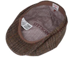 Hatteras Harris Tweed Brown Flat Cap - Stetson -Stetson 4063633063978 4