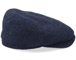 Driver Cap Wool Herringbone Navy Flat Cap - Stetson -Stetson 4063633064456 3
