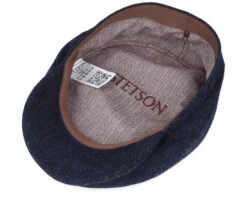 Driver Cap Wool Herringbone Navy Flat Cap - Stetson -Stetson 4063633064456 4