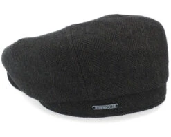 Hatteras Wool Herringbone Black Flat Cap - Stetson -Stetson 4063633064883 2