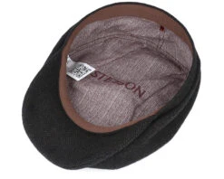 Hatteras Wool Herringbone Black Flat Cap - Stetson -Stetson 4063633064883 4