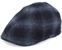 Texas Wool Check Navy Flat Cap - Stetson