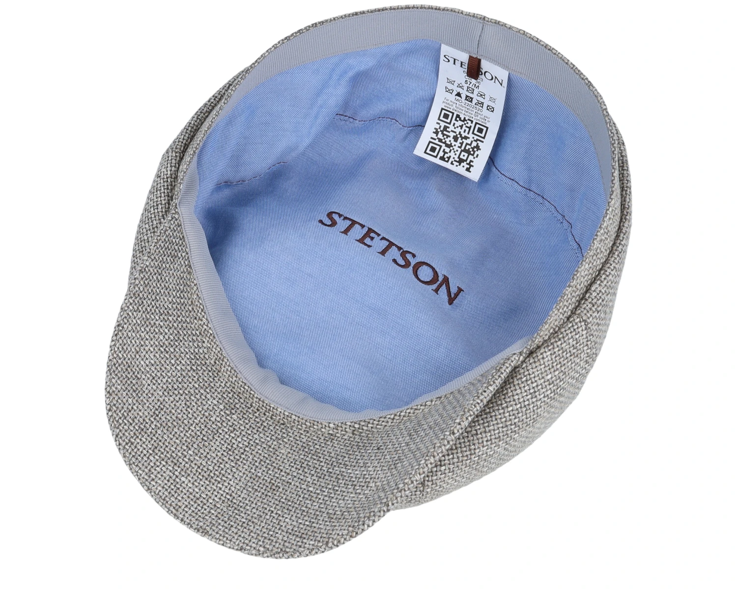 Hatteras Virgin Wool/Linen Light Grey Flat Cap - Stetson 6 Hatteras Virgin Wool/Linen Light Grey Flat Cap - Stetson - Image 4