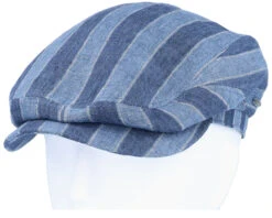 Driver Cap Linen Stripes Blue Flat Cap - Stetson -Stetson 4063633085130 5