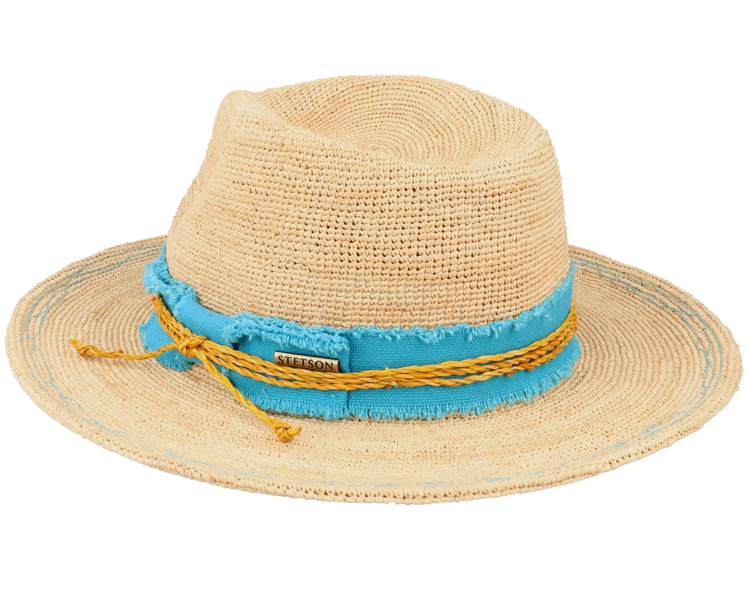 Crochet Light Straw/Teal Traveller - Stetson 4 Crochet Light Straw/Teal Traveller - Stetson - Image 2