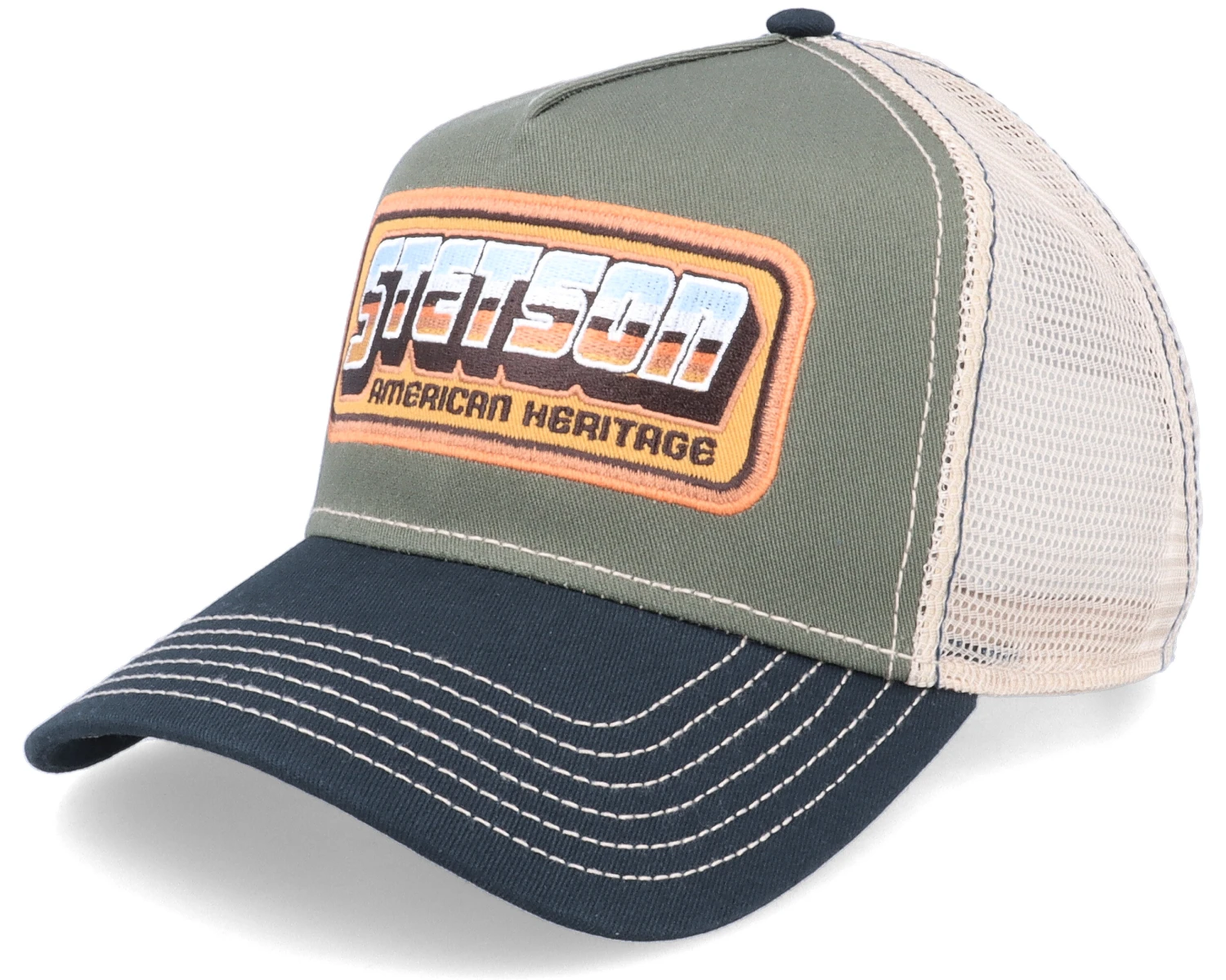 Chrome Olive Trucker - Stetson 3 Chrome Olive Trucker - Stetson