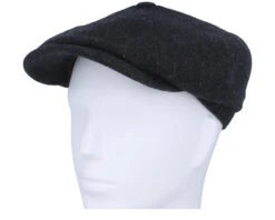 Hatteras Wool Herringbone Black Earflap Flat Cap - Stetson -Stetson 4063633097256 5