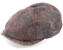 6-panel Cap Pigskin Brown Flat Cap - Stetson